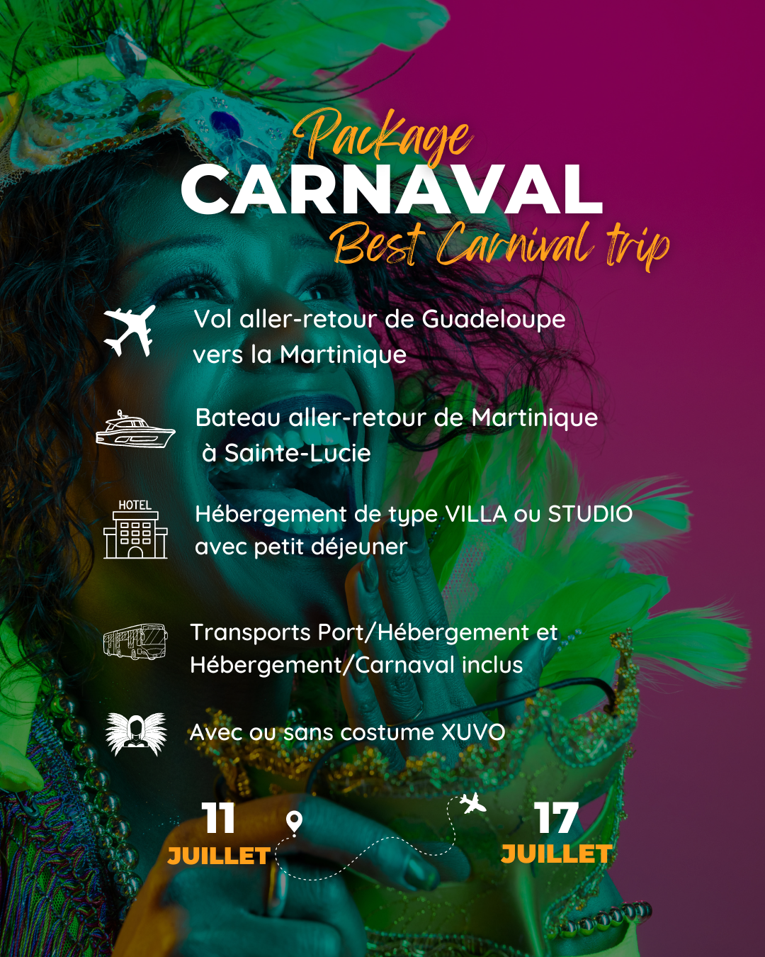 ST LUCIA BEST CARNIVAL TRIP - Villa de 4 personnes - Petit déjeuner et transports inclus